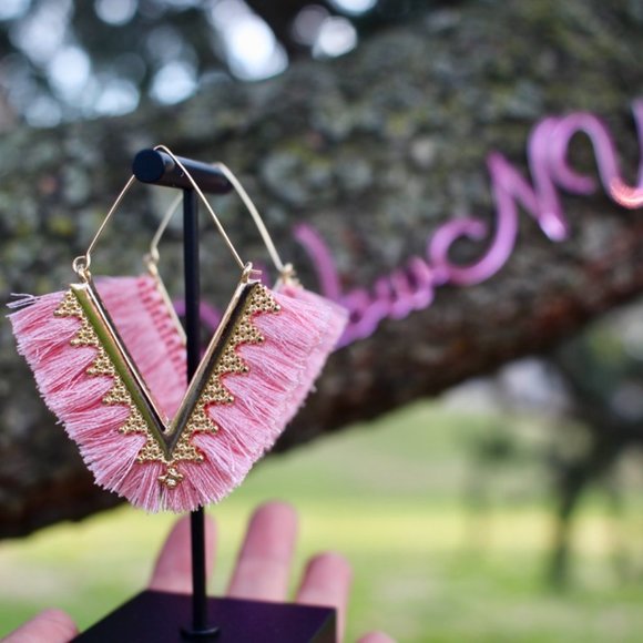 Anthropologie Fringe Tassels Hoop Earrings - Picture 3 of 14